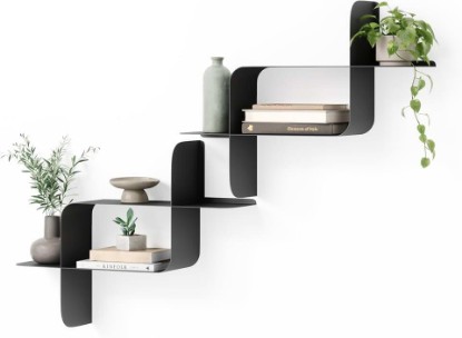 Picture of Umbra Montage Floating Wall Shelf, Metal Wall Mount Decor, Set of 2, Black