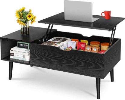Picture of OLIXIS Lift Top Coffee Table, Wood Coffee Table for Living Room Home Black | Wood,Lift Top, Hidden Compartment, Storage Shelf, Center Table, Home, Living Room, Office