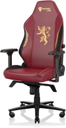 Picture of Secretlab Titan Evo House Lannister Gaming Chair - Reclining - Ergonomic & Comfortable Computer Chair with 4D Armrests - Magnetic Head Pillow & Lumbar Support - Small - Red/Gold - Leatherette