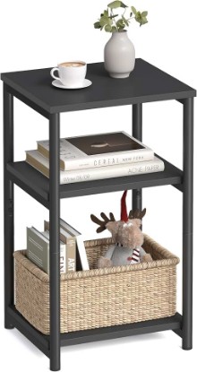 Picture of VASAGLE Side Table, Small End Table, Tall Nightstand, Steel Frame | For Living Room, Bedroom, Office, Bathroom, Ink Black ULET273B16
