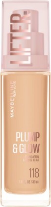 Picture of MAYBELLINE Lifter Plump & Glow Foundation, Liquid Foundation with 2% Niacinamide + Hyaluronic Acid, Plumping and Brightening Face Makeup, 118, 1 Count