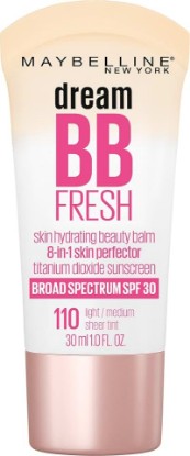 Picture of MAYBELLINE Dream Fresh Skin Hydrating BB cream, 8-in-1 Skin Perfecting Beauty Balm with Broad Spectrum SPF 30, Sheer Tint Coverage, Oil-Free, Light/Medium, 1 Fl Oz