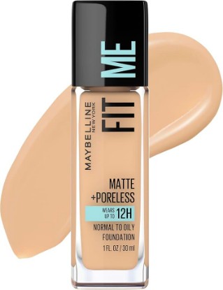 Picture of MAYBELLINE Fit Me Matte + Poreless Liquid Oil-Free Foundation Makeup, Natural Beige, 1 Count (Packaging May Vary)