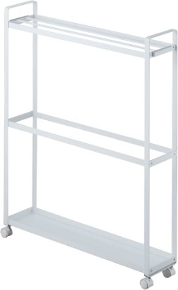 Picture of YAMAZAKI Home Towel Rack and Bath Cart - Rolling Bathroom Storage Organizer Steel One Size White