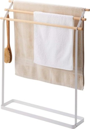 Picture of YAMAZAKI Home Bath Towel Hanger - Bathroom Holder Rack Organizer | Convenient bathroom holder rack organizer for drying bath towels. Compact and functional space-saving design. Easy to clean.