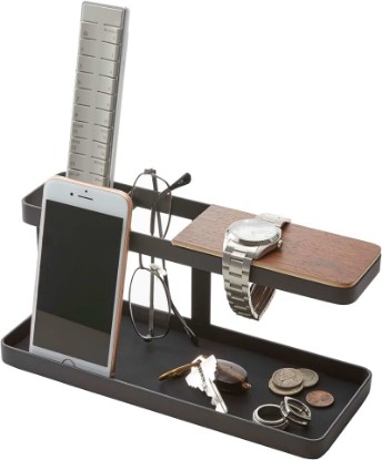 Picture of YAMAZAKI Home Tower Desk Bar - Wood & Steel Organizer - Steel