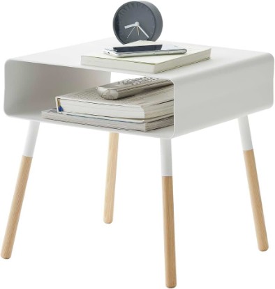 Picture of YAMAZAKI Home Plain Side Table with Open Storage Shelf, Rectangular Accent Space Saving Living Room Bedroom Couch End Table - Short, 14" - Steel + Wood