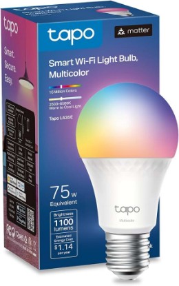 Picture of Tapo Multicolor Dimmable Smart Light Bulbs, L535E, A19 E26, 1100LM | Matter-Certified, 16M Colors RGBW LED, High Brightness(75W Equivalent), CRI>90, Voice Control w/Siri, Alexa & Google Home