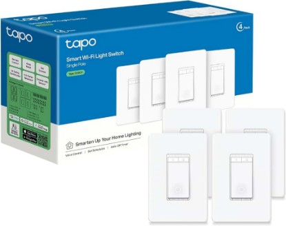 Picture of Tapo Smart Dimmer Switch, Single Pole, Need Neutral Wire, S500D(4-Pack) | 2.4GHz Wi-Fi Light Switch Compatible with Alexa and Google Home, UL Certified, No Hub Required, White