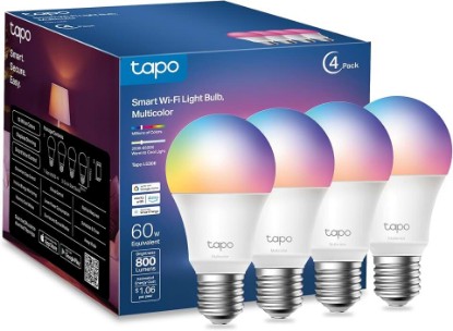 Picture of Tapo TP-Link Smart Light Bulbs, 16M Colors RGBW, Dimmable, Compatible with Alexa and Google Home, A19, 60W Equivalent, 800LM CRI>90, 2.4GHz WiFi only, No Hub Required, L530E(4-Pack) | 16M Colors RGBW, Works with Alexa and Google Home, 60W Equivalent, CRI>90, 2.4GHz WiFi Only, No Hub Required