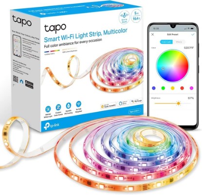 Picture of Tapo RGBWIC Smart LED Light Strip 16.4Ft, 1000 Lumens, L930-5 | 16M Dimmable Colors, 50 Color Zones, Works w/Apple HomeKit/Alexa/Google Home, Sync-to-Sound, IP44 PU Coating, Trimmable