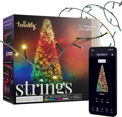 Picture of Twinkly App-Controlled 105ft Smart String LED Lights with 400 RGB+W LEDs- WiFi & Bluetooth Connectivity, Sync with Music, Indoor/Outdoor Use (IP44), Compatible with Google Assistant & Amazon Alexa