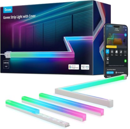 Picture of Govee RGBIC LED Strip Lights 32.8ft with Covers,Smart Control, APP, WiFi | Work with Alexa, Google Assistant, Matter, Smarthings, Diffuser Channel with LED Lights for Bedroom, Skirting Lines, Cabinet