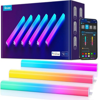 Picture of Govee Glide Wall Lights, Smart Gaming Light Bar, Works with SmartThings | RGBIC LED Wall Lamp for Bedroom, DIY, 6 Count Light Bar for Gaming Room(2 Panels Set and 3 Sections/Panel)