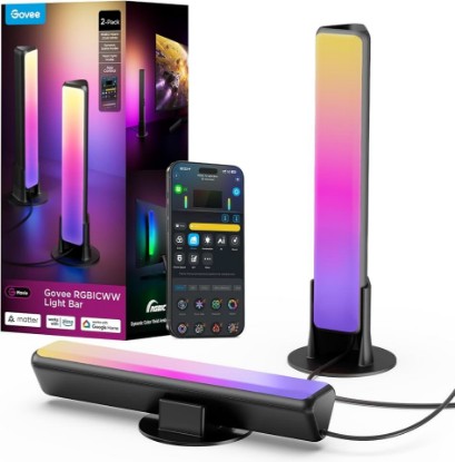 Picture of Govee Smart Light Bar, RGBICWW TV Lights for Living Room, Gaming, Black | Compatible with SmartThings, Matter, Alexa, LED Light Bar with Scene and Music Modes for Living Room, Gaming, PC, App Control ClimatePartner certified