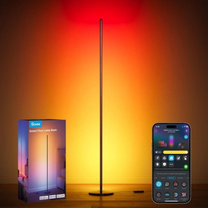 Picture of Govee RGBIC Floor Lamp Basic, 1000lm LED Corner Lamp, Black | Compatible with Alexa and Matter, Modern Floor Lamp with Music Sync and 16 Million DIY Colors, Standing Lamp for Bedroom ClimatePartner certified