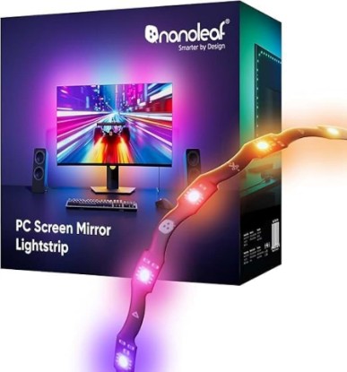 Picture of Nanoleaf PC Screen Mirror Lightstrip, 2.5M RGBIC Zigzag Backlights | Smart Trimmable Light Strip for 27-32 inch Monitor with Music Sync, 75 LEDs, Desktop App Control