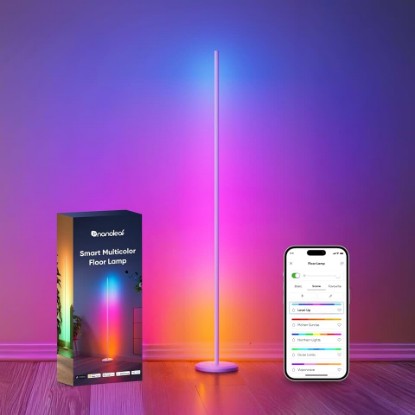 Picture of Nanoleaf Matter Smart Floor Lamp, 1700lm RGBTW LED Standing Lamps | Work with Alexa, Corner Floor Lamp with Music Sync, 16M+ Colors, Voice Control for Living Room, Ambient Lighting, White