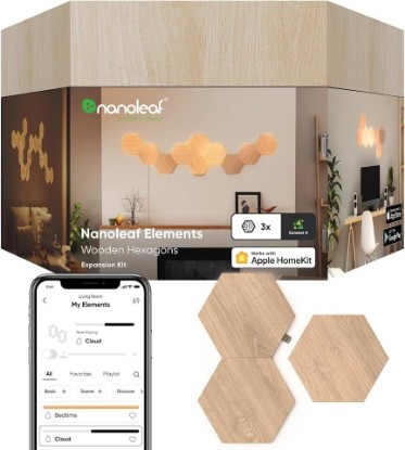Picture of Nanoleaf Hexagon Lights, Smart RGBW LED Wall Light Panels, 3 PK, Brown | Compatible with Alexa Google Assistant, Home Wall Decor for Living Room with Music Sync, Expansion Pack