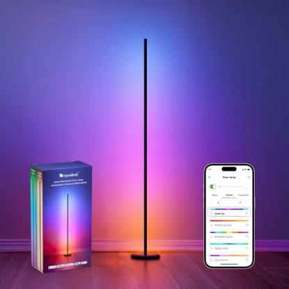 Picture of Nanoleaf Matter Smart Floor Lamp, 1700lm RGBTW LED Standing Lamps | Work with Alexa, Corner Floor Lamp with Music Sync, 16M+ Colors, Voice Control for Living Room, Ambient Lighting, Black