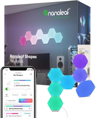 Picture of Nanoleaf Shapes Hexagon Lights, Smart RGBW LED Wall Light Panels, 7PK | Compatible with Alexa, Home Wall Decor for Living Room with Music Sync, Smarter Kit