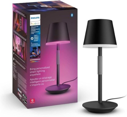 Picture of Philips Hue Go Smart Portable Table Lamp, 1 Pack, Black, White and Color Ambiance LED Color-Changing Light, Smart LED Lamp For Indoor and Outdoor Use, Control with Hue App or Voice Assistant