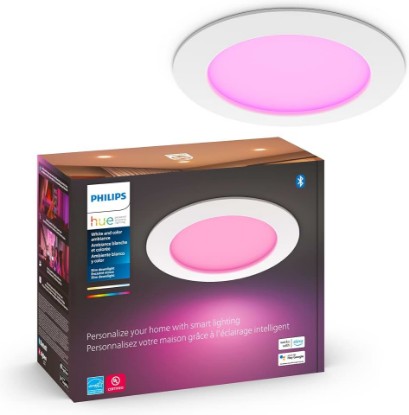 Picture of Philips Hue Smart Slim 6 Inch LED Downlight - White and Color Ambiance Color-Changing Light - 1 Pack - 1200LM - Indoor - Control with Hue App - Works with Alexa Google Assistant and Apple Homekit