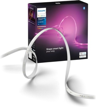 Picture of Philips Hue Indoor 10 Ft Smart RGBWW LED Solo Lightstrip Base Kit, 1 Pack, Control with Hue App, LED Strip Lights Compatible with Alexa, Google Assistant and Apple HomeKit
