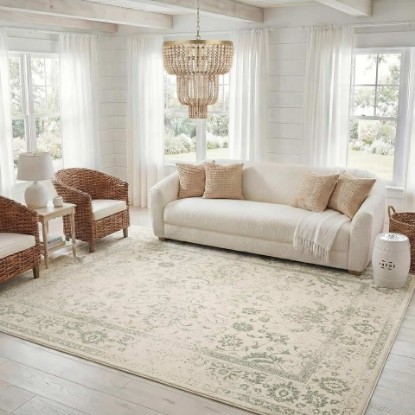 Picture of SAFAVIEH Area Rug 8x10 - Adirondack Collection - Large - Ivory & Sage, Distressed Vintage Floral Design, Non-Shedding & Easy to Clean, Ideal for Living Room, Bedroom, Dining Space (ADR109V)