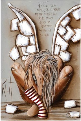 Picture of iCanvas She Is Not Broken Gallery-Wrapped Canvas Giclée Wall Art Print by Ruth's Angels