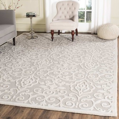 Picture of Martha Stewart x SAFAVIEH Area Rug Collection - 8' x 10', Whetstone Grey, Handmade Wool, Marais Scroll Design, Ideal for Living Room, Bedroom, Office, Dining Space (MSR4324A)