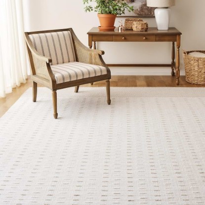 Picture of Martha Stewart SAFAVIEH x Collection Area Rug - 5' x 8', Ivory, Handmade Wool, Ideal for Living Room, Bedroom, Dining Space (MSR9625A)