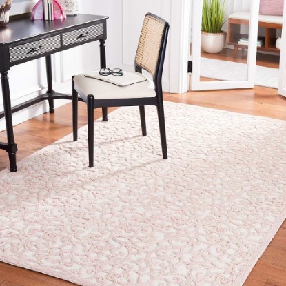 Picture of Martha Stewart x SAFAVIEH Area Rug Collection - 5' x 8', Ivory & Pink, Handmade Wool, Ideal for Living Room, Bedroom, Office, Dining Space (MSR3513U)