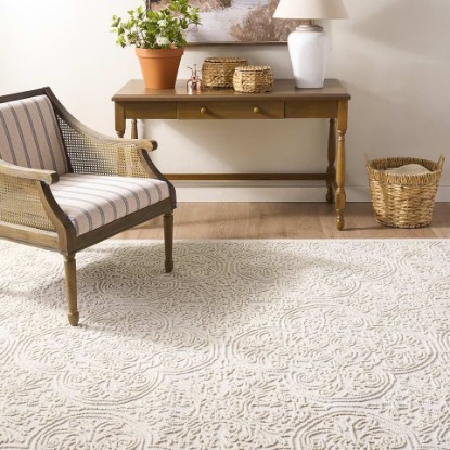 Picture of Martha Stewart x SAFAVIEH Area Rug Collection - 9' x 12', Ivory, Handmade Wool, Ideal for Living Room, Bedroom, Office, Dining Space (MSR3511C)