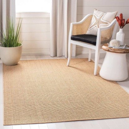 Picture of Martha Stewart x SAFAVIEH Area Rug Collection - 4' x 6', Beige, Sisal & Jute, Farmhouse Style, Ideal for Living Room, Foyer, Bedroom, Accent Space (MSR9501B)