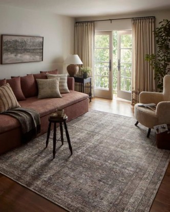 Picture of Loloi Amber Lewis Georgie Moss/Bark 10'-0" x 14'-0" Area Rug | GER-10 Printed Approx. 10x14 Green Living room Dining room Bedroom, Vintage Inspired, Area Rug