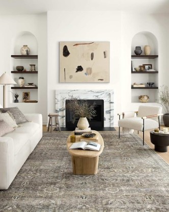 Picture of Loloi Layla Antique/Moss 9'-0" x 12'-0" Area Rug | LAY-13 Printed Approx. 9x12 Beige Living room Dining room Bedroom, Traditional, Timeless, Classic, Sophisticated, Area Rug