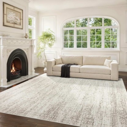 Picture of Washable Rugs 8x10 Area Rugs for Living Room,Bedroom,Dining Room Carpet | Ultra Soft Faux Wool,Kids & Pet Friendly,Machine Washable,Non-Slip & Non-Shedding,Large Vintage Low Pile Rug for Home Office Global Recycled Standard