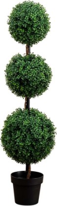 Picture of Nearly Natural 4 ft Artificial Triple Ball Boxwood Topiary Tree with Pot | 732 Lifelike Leaves, Quality Materials, Stabilized in a Nursery Planter, Suitable for Indoor or Outdoor Use