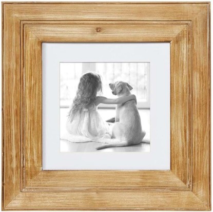 Picture of Santa Barbara Design Studio Wood Photo Frame Face to Face Designs Matted Frame for 7.5" x 7.5" Picture, Natural
