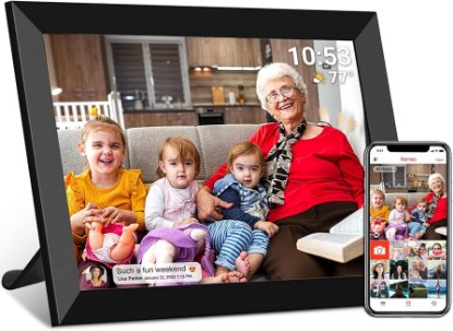 Picture of FRAMEO 10.1 inch 32GB Digital Picture Frame, IPS LCD Touch Screen, Auto-Rotate Easy Setup to Share Photos & Videos via Frameo from Anywhere, Gifts for Parents and Grandparents