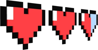 Picture of Pixel Hearts 2.5 Full Health Bar - Game Room Decor – Cool Gaming Stuff, Gamer Gifts, Retro Wall Sign Classic 8-Bit