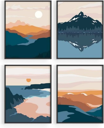 Picture of HAUS AND HUES Nature Wall Art Prints - Landscape Mountain Decor, Mid-Century Modern Wall Art
