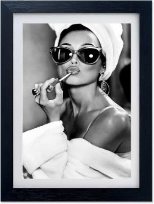 Picture of Audrey Hepburn Lips Wall Art Black and White Bathroom Print Trendy Framed Vintage Wall Decor Old Hollywood Fashion Woman Bedroom Painting Apartment Girly Dorm Room Decor