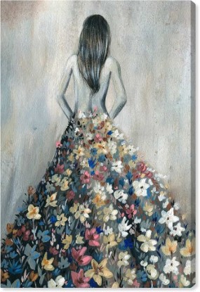 Picture of Oliver Gal Girl with Flower Thoughts Canvas Print Wall Art for Living Room, Bedroom, and Bathroom, 16" x 24", Gallery Wrapped