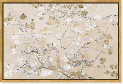 Picture of Oliver Gal Van Gogh in Golden Blossoms Inspiration Canvas Print Wall Art for Living Room, Bedroom, and Bathroom, 36" x 24", Gold Floater Frame