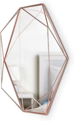 Picture of Umbra Prisma Modern Geometric Shaped Oval Mirror Wall Decor for Bedroom, Bathroom, Living, Dining Room, 22.5" Length x 17" Height x 3.75” Width, Copper