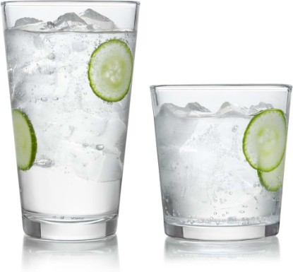 Picture of Libbey Preston Tumbler & Rocks Drinking Glasses Set of 16, All-Purpose Cups | 16 oz and 13 oz Capacities for Water, Juice, Cocktails, and More with Wide Mouths and Dishwasher-Safe Cleanup