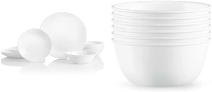 Picture of Corelle Vitrelle 18-Piece Service for 6 Dinnerware Set, Winter Frost White & Vitrelle 28-oz Soup/Cereal Bowls Set of 6, Chip & Crack Resistant Dinnerware Bowls, Winter Frost White