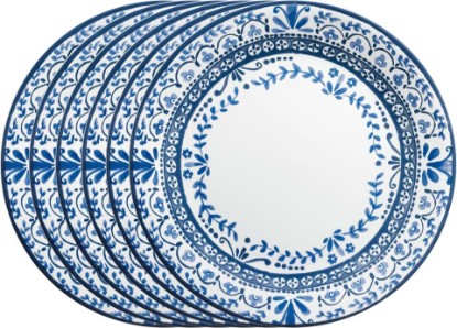 Picture of Corelle Vitrelle 6 PIECE Dinner Plates Set Triple Layer Glass and Chip Resistant, Lightweight Round Plates, Portofino